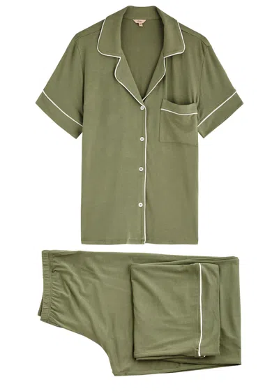 Eberjey Gisele Stretch-jersey Pyjama Set In Olive