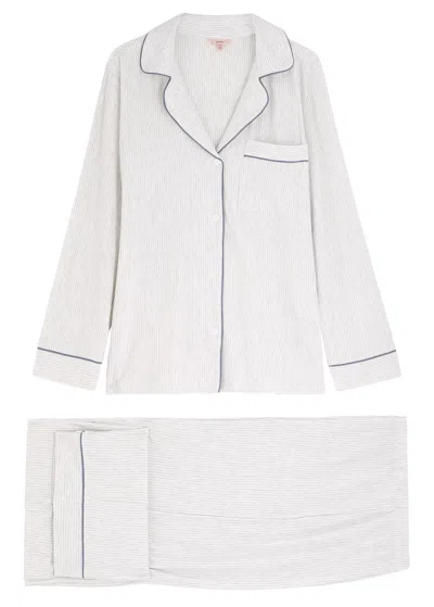 Eberjey Gisele Striped Jersey Pyjama Set In White