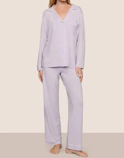 Eberjey Gisele Tencel Modal Long Pajama Set In Thistle Ivory In Purple