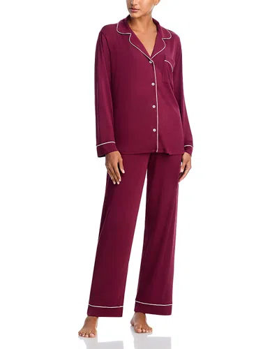 Eberjey Gisele Tencel Modal Long Pj Set In Burgundy