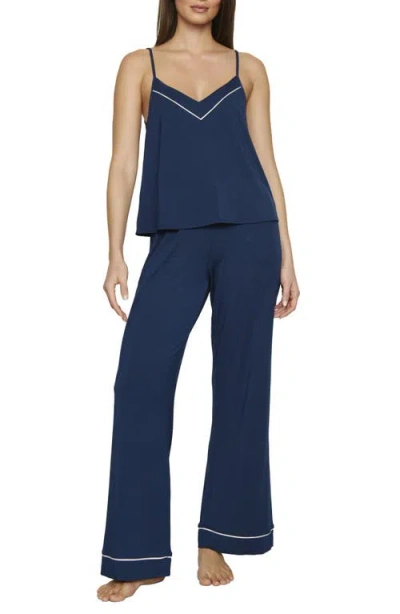 Eberjey Gisele V-neck Camisole And Pants Pajama Set In Blue