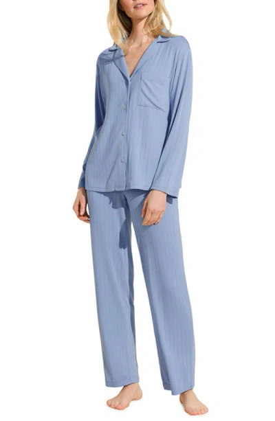 Eberjey Giselle Rib Pajamas In Coastal Blue/ice Blue
