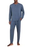 Eberjey Henry 2-piece Henley Pajama Set In Coastal Blue