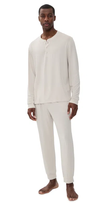 Eberjey Henry Long Pajama Set Moonstruck In White