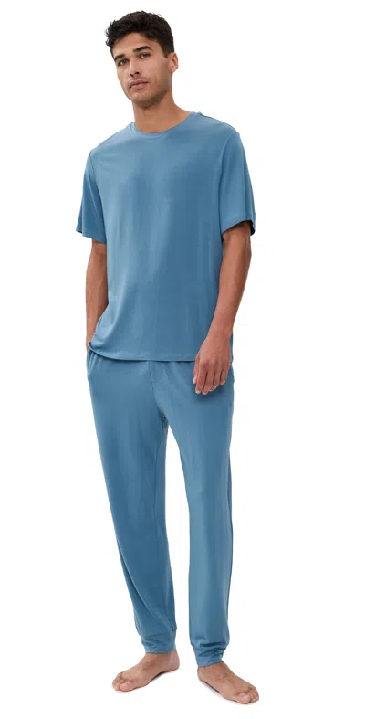 Eberjey Henry Modal Short Sleeve And Pants Pajama Set Slate Blue