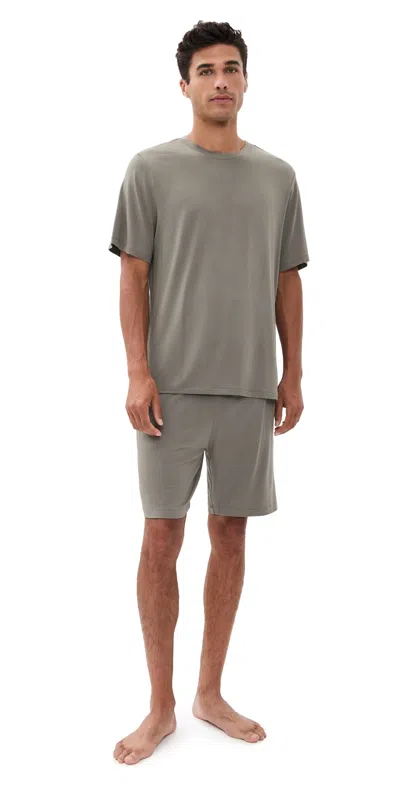 Eberjey Henry Short Pj Set Smokey Olive In Gray