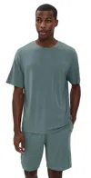 Eberjey Henry Shorts Pajama Set 8.25 Inseam Stone Blue In Blue