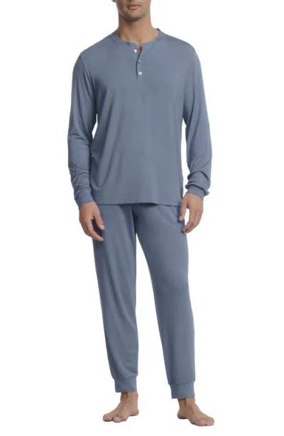 Eberjey Henry Stretch Tencel® Modal Short Sleeve Pajamas In Blue