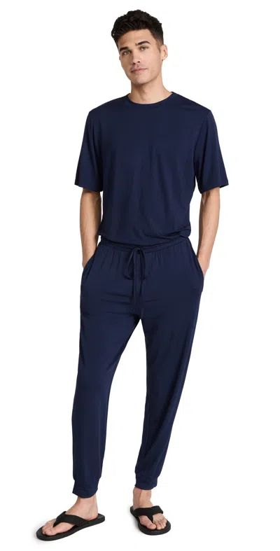 Eberjey Henry Long Pajama Set In True Navy