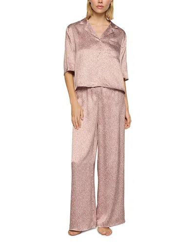 Eberjey Inez Printed Silk Wide Leg Pajama Set In Pink