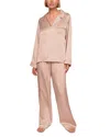 Eberjey Inez Printed Washable Silk Long Pajama Set In Brown