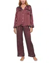 Eberjey Inez Printed Washable Silk Long Pajama Set In Burgundy