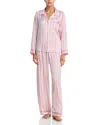 Eberjey Womens Simp Stripe Pale Pik Fig Inez Washable Long Silk Pyjama Set Xs In Pink