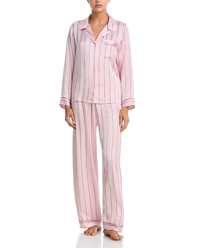 Eberjey Womens Simp Stripe Pale Pik Fig Inez Washable Long Silk Pyjama Set Xs In Pink