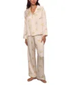 Eberjey Inez Printed Washable Silk Long Pajama Set In Floral Bloom Peach Dust/ivory