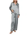 Eberjey Inez Printed Washable Silk Long Pajama Set In Gray