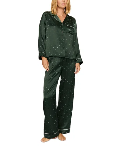 Eberjey Inez Printed Washable Silk Long Pajama Set In Green