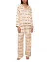 Eberjey Inez Printed Washable Silk Long Pajama Set In Leaves Boulder/navy