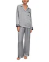 Eberjey Inez Printed Washable Silk Long Pajama Set In Stained Glass Lunar Rock/navy