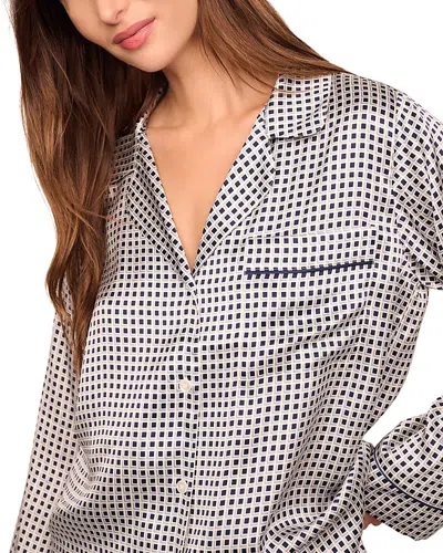 Eberjey Inez Printed Washable Silk Long Pajama Set In White