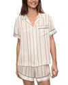 Eberjey Inez Printed Washable Silk Short Pajama Set In Serene Stripr Navy/navy