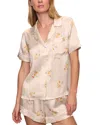 Eberjey Inez Printed Washable Silk Short Pajama Set In Floral Bloom Peach Dust/ivory