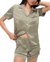 Eberjey Inez Printed Washable Silk Short Pajama Set In Geo Sphere Moss/navy