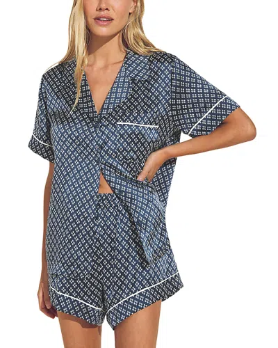 Eberjey Inez Silk Pajama Set In Petite Batik Indigo Blue