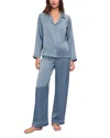 Eberjey Inez Washable Silk Long Pajama Set In Faded Denim