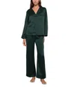 Eberjey Inez Washable Silk Long Pajama Set In Green