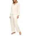 Eberjey Inez Washable Silk Long Pajama Set In Ivory/champagne