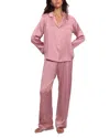 Eberjey Inez Washable Silk Long Pajama Set In Lilas/ivory