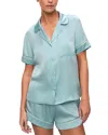 Eberjey Inez Washable Silk Short Pajama Set In Canal Blue/ivory