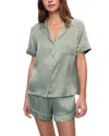 Eberjey Inez Washable Silk Short Pajama Set In Eucalyptus/ivory