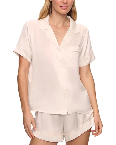 Eberjey Inez Washable Silk Short Pajama Set In Ivory/champagne