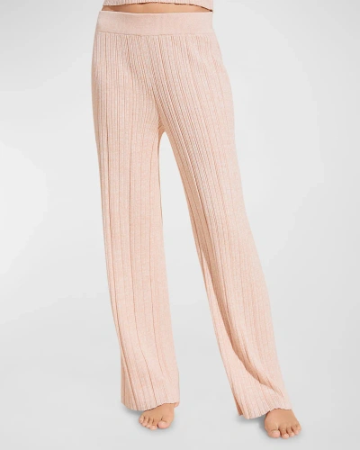 Eberjey Infinite Ribbed Straight-leg Lounge Pants In Peach Parfait