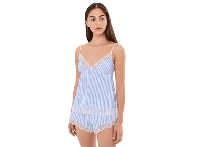 Eberjey Isla Cami Short Pajama Women's Pajama Sets Regatta Stripe Summer Blue/white: Xl In Animal Print