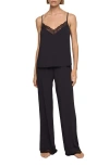 Eberjey Kari Lace Trim Long Pajamas In Black