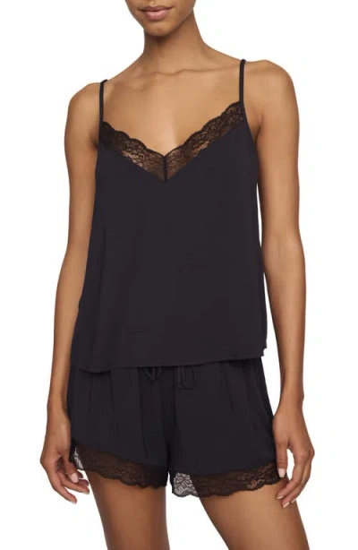 Eberjey Kari Lace Trim Short Pajamas In Black
