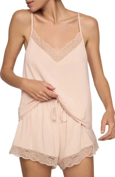 Eberjey Kari Lace Trim Short Pajamas In Neutral