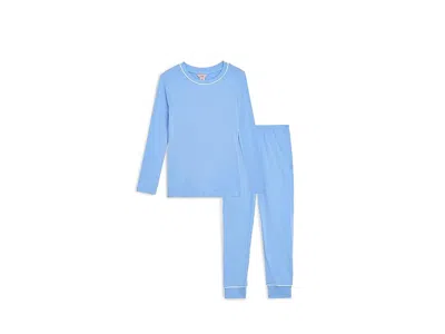 Eberjey Kids Long Pajama (toddler/little Kid/big Kid) Pajama Sets Summer Blue/white: 10 Big Kids