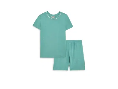 Eberjey Kids Short Pajama (toddler/little Kid/big Kid) Pajama Sets Seagrass/white: 4 Little Kids In Green