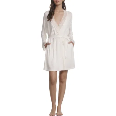 Eberjey Lara Lace Trim Robe In White