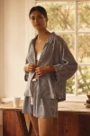 Eberjey Linen Blend Buttondown Pajama Top In Blue