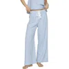 Eberjey Linen Blend Drawstring Lounge Pants In Blue