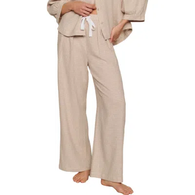 Eberjey Linen Blend Drawstring Lounge Pants In Brown