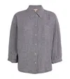 Eberjey Linen-blend Gingham Shirt In Gray