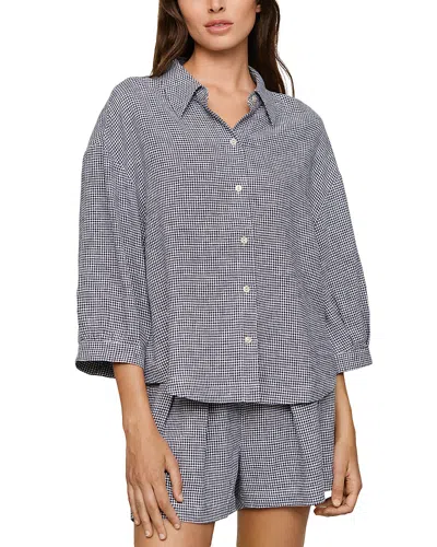 Eberjey Linen Blend Relaxed Fit Pajama Top In Pattern