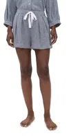 Eberjey Linen Blend Relaxed Shorts Gingham White/navy