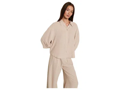 Eberjey Linen Blend Relaxed Sleeve Top In Neutral